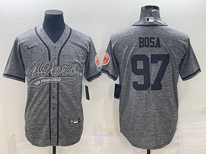 Men San Francisco 49ers 97 Bosa Grey hemp ash 2022 Nike Co branded NFL Jersey